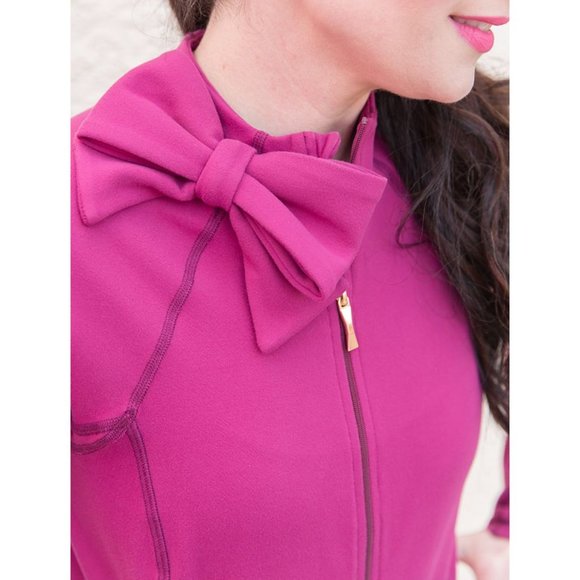 KATE SPADE x BEYOND YOGA Zinfandel Neck Bow Front Zip Jacket sz S Women's Yoga